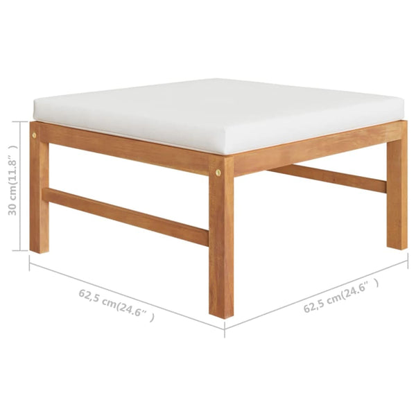 7-tlg. Garten-Lounge-Set mit Creme Kissen Massivholz Teak
