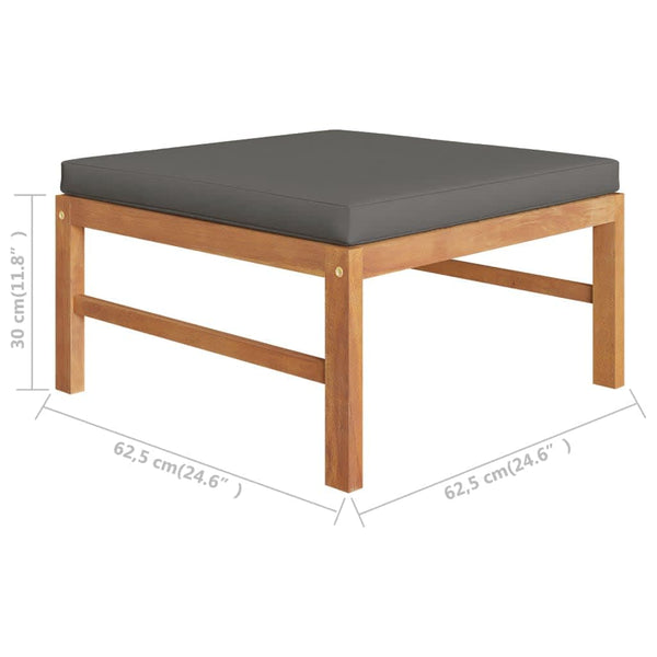 6-tlg. Garten-Lounge-Set mit Grauen Kissen Massivholz Teak