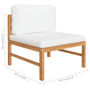 4-tlg. Garten-Lounge-Set mit Creme Kissen Massivholz Teak