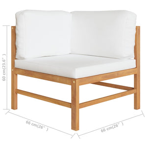 vidaXL Salon de jardin 4 pcs avec coussins crème Bois de teck massif