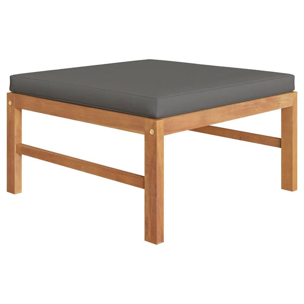 8-tlg. Garten-Lounge-Set mit Grauen Kissen Massivholz Teak
