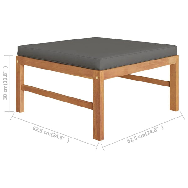 8-tlg. Garten-Lounge-Set mit Grauen Kissen Massivholz Teak