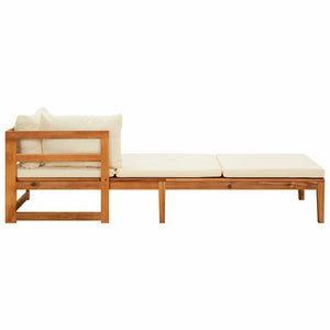 3-tlg. Garten-Lounge-Set mit Cremeweißen Kissen Massivholz Akazie