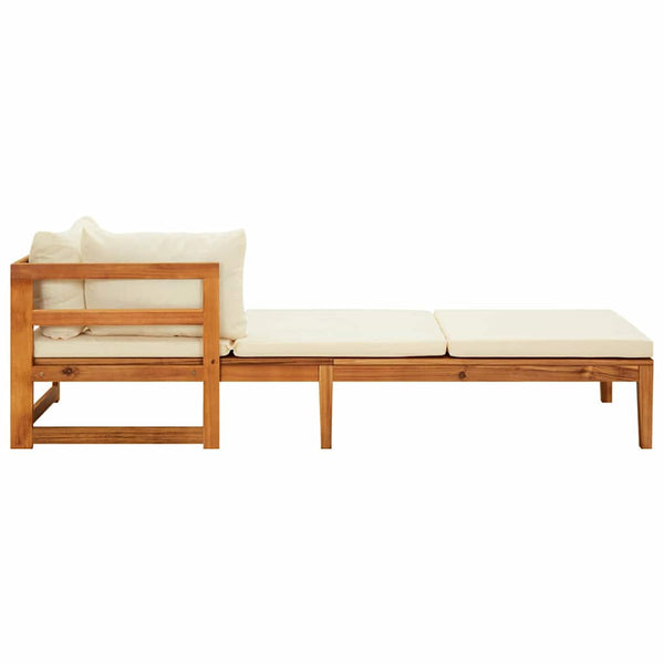 3-tlg. Garten-Lounge-Set mit Cremeweißen Kissen Massivholz Akazie