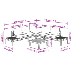 vidaXL Salon de jardin 4 pcs avec coussins crème bois d'acacia