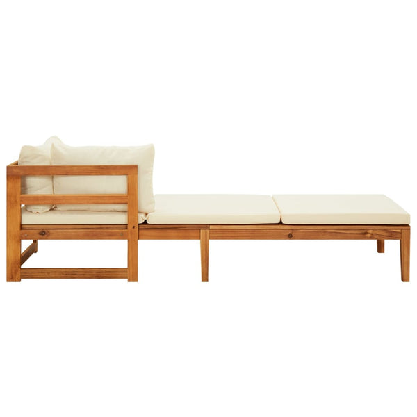 vidaXL Ensemble de jardin 3 pcs avec coussins crème bois d'acacia massif