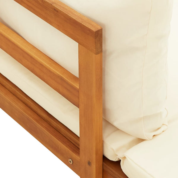 vidaXL Ensemble de jardin 3 pcs avec coussins crème bois d'acacia massif