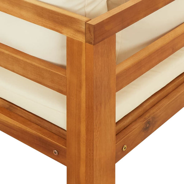 vidaXL Ensemble de jardin 3 pcs avec coussins crème bois d'acacia massif