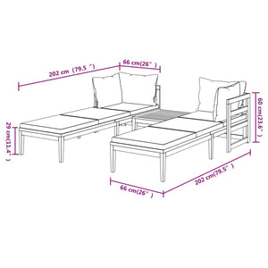vidaXL Ensemble de jardin 3 pcs avec coussins crème bois d'acacia massif