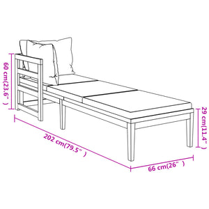 3-tlg. Garten-Lounge-Set mit Dunkelgrauen Kissen Massivholz Akazie