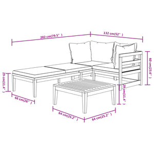 vidaXL Ensemble de jardin 3 pcs avec coussins crème bois d'acacia massif