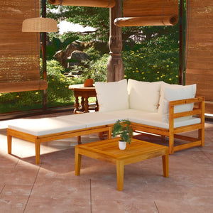 vidaXL Ensemble de jardin 3 pcs avec coussins crème bois d'acacia massif