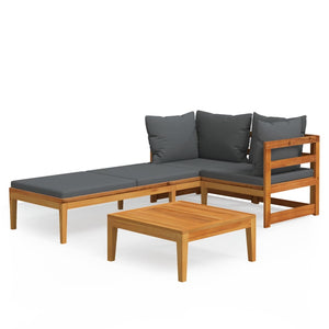 vidaXL Salon de jardin 3 pcs avec coussins gris foncé Bois d'acacia massif