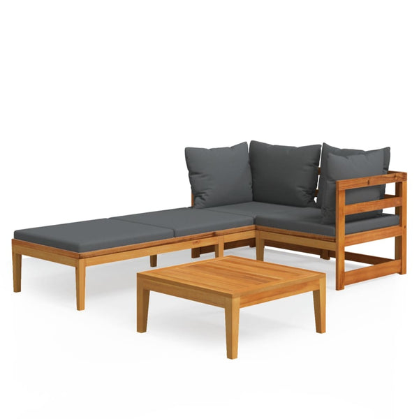 vidaXL Salon de jardin 3 pcs avec coussins gris foncé Bois d'acacia massif