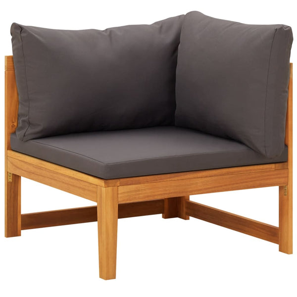 vidaXL Salon de jardin 3 pcs avec coussins gris foncé Bois d'acacia massif