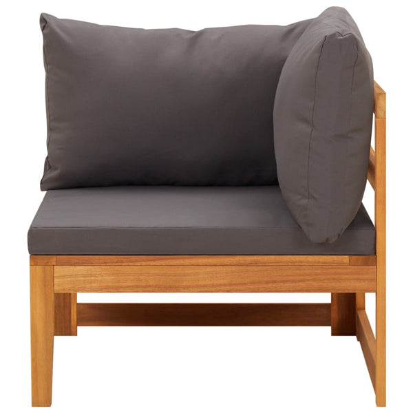vidaXL Salon de jardin 3 pcs avec coussins gris foncé Bois d'acacia massif