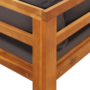 vidaXL Salon de jardin 3 pcs avec coussins gris foncé Bois d'acacia massif