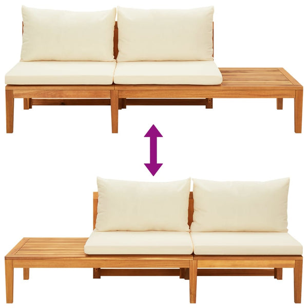 vidaXL Bancs de jardin avec coussins crème 2 pcs. Bois d'acacia