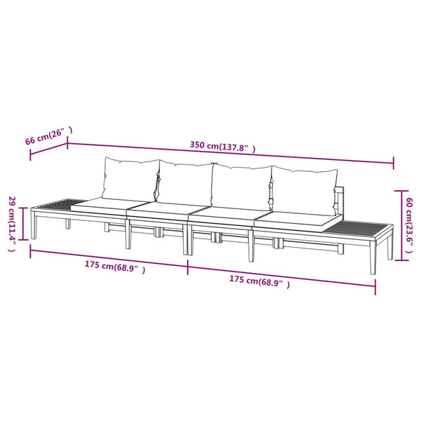 vidaXL Bancs de jardin avec coussins crème 2 pcs. Bois d'acacia