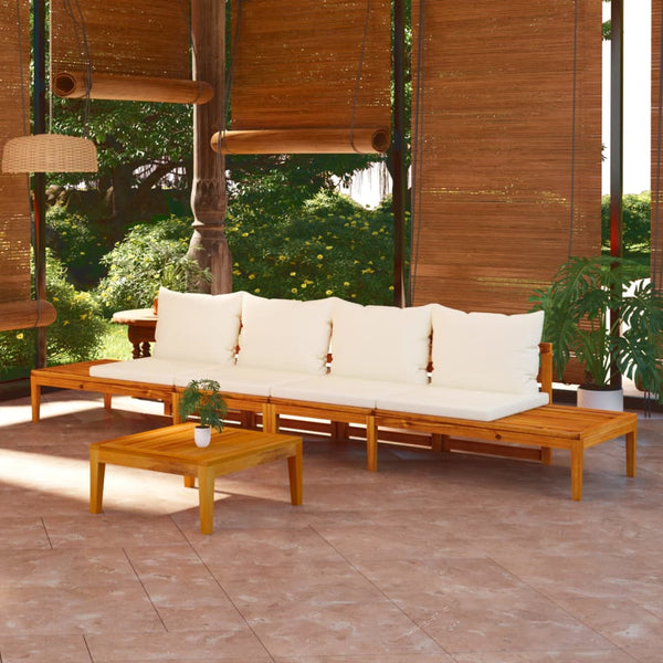 vidaXL Bancs de jardin avec coussins crème 2 pcs. Bois d'acacia