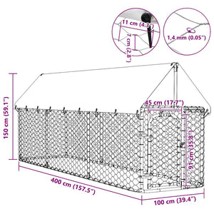 Outdoor-Hundezwinger mit Dach 400x100x150 cm