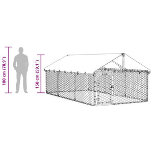 Outdoor-Hundezwinger mit Dach 400x200x150 cm