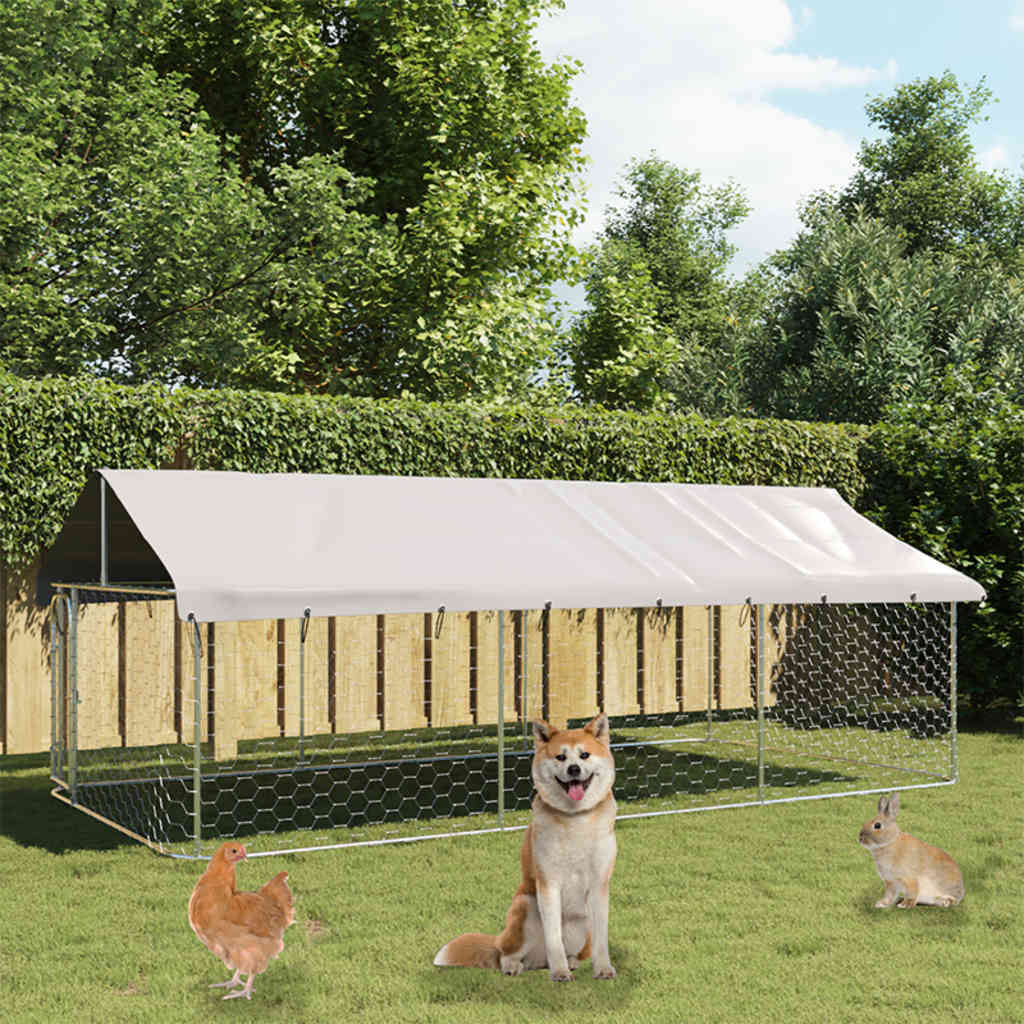 Outdoor-Hundezwinger mit Dach 400x200x150 cm