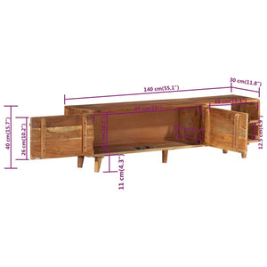 vidaXL Meuble TV Bois d'acacia massif finition miel 140x30x40 cm