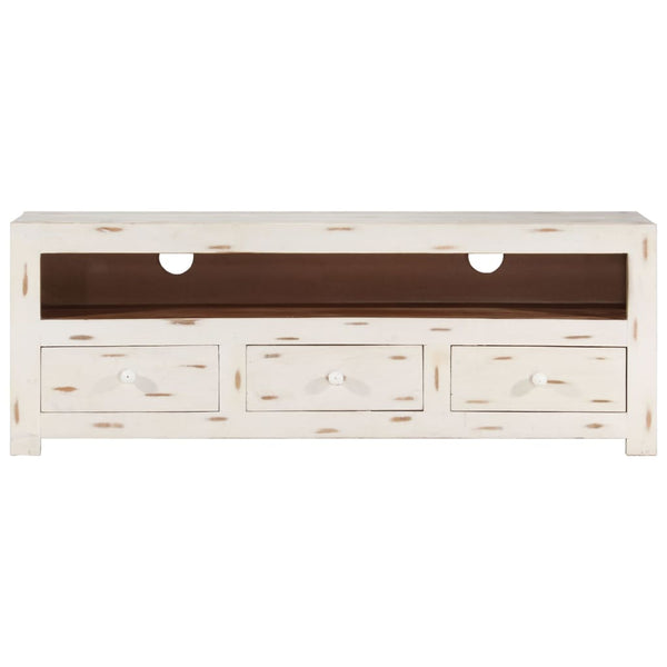 TV-Schrank Akazie Massivholz Weiß 110 cm