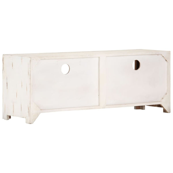 TV-Schrank Akazie Massivholz Weiß 110 cm