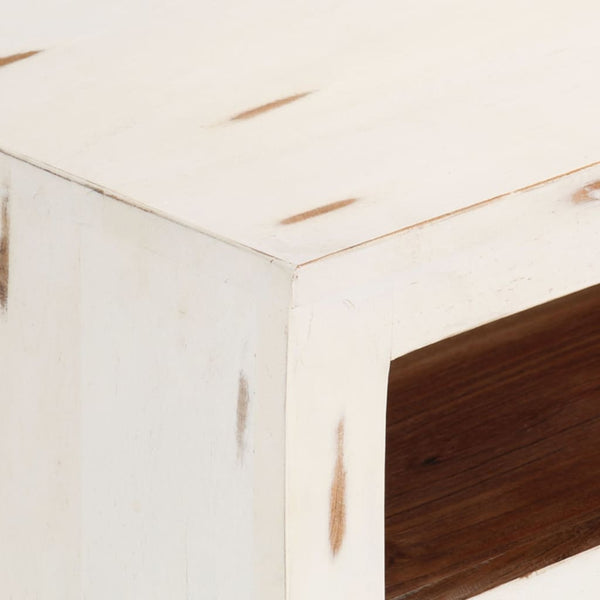 TV-Schrank Akazie Massivholz Weiß 110 cm