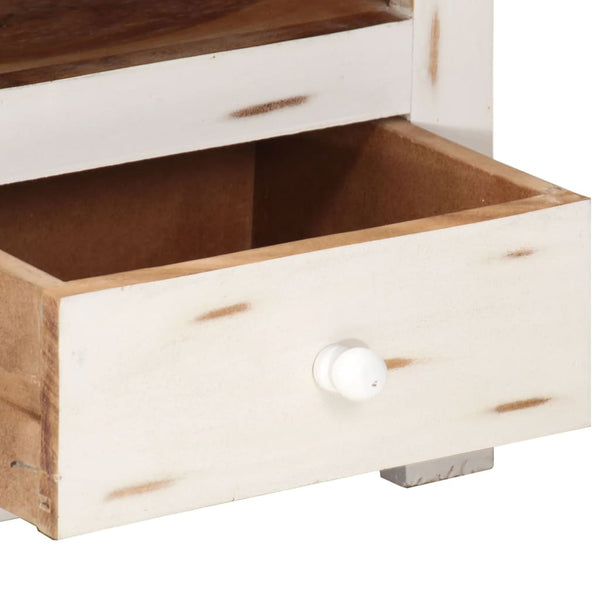 TV-Schrank Akazie Massivholz Weiß 110 cm