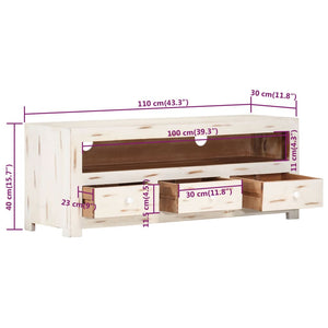 TV-Schrank Akazie Massivholz Weiß 110 cm
