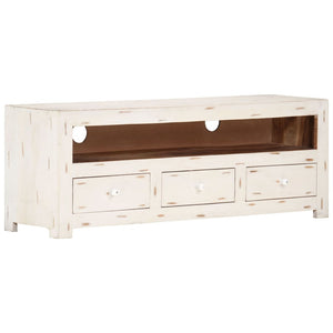 TV-Schrank Akazie Massivholz Weiß 110 cm