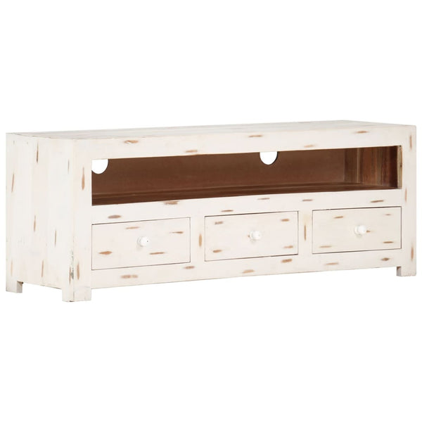 TV-Schrank Akazie Massivholz Weiß 110 cm