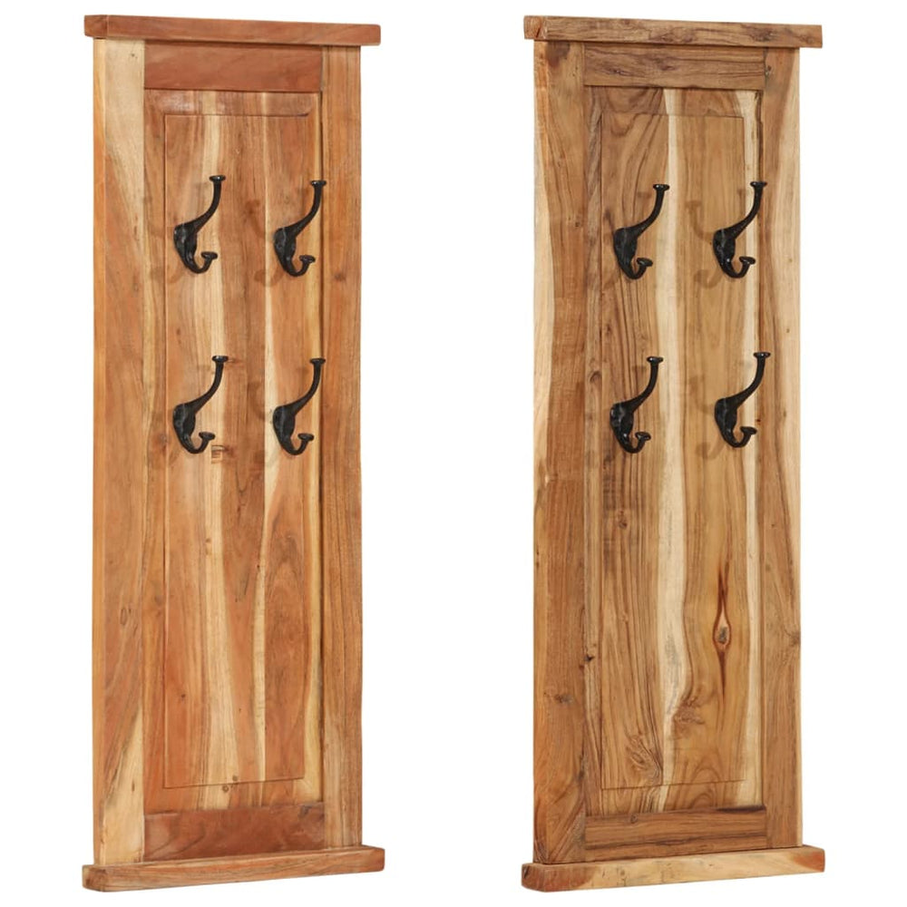 vidaXL Portemanteaux 2 pcs Bois d'acacia massif 38x100 cm