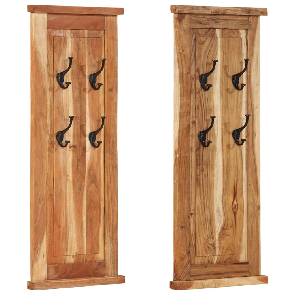 2er Set Garderoben Akazie Massivholz 38x100 cm
