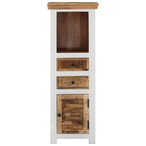 vidaXL Buffet haut marron et blanc 40x30x110 cm en bois de manguier et d'acacia massif