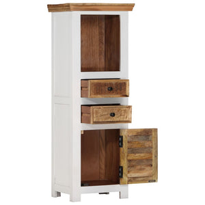 vidaXL Buffet haut marron et blanc 40x30x110 cm en bois de manguier et d'acacia massif