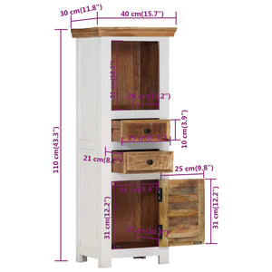vidaXL Buffet haut marron et blanc 40x30x110 cm en bois de manguier et d'acacia massif