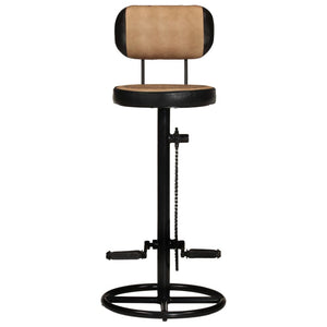 Barhocker 2er Set Ziegenleder Braun Schwarz