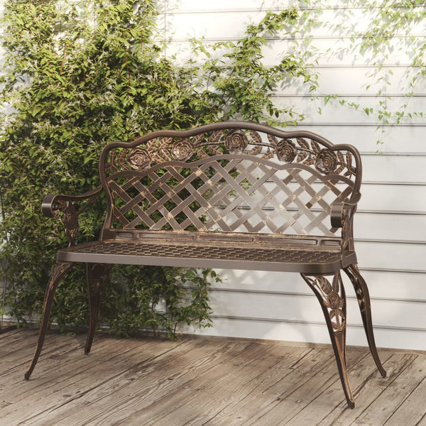 Gartenbank 108 cm Aluminiumguss Bronzen