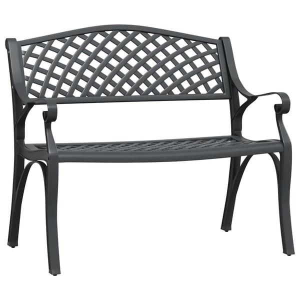 Gartenbank 102 cm Aluminiumguss Schwarz