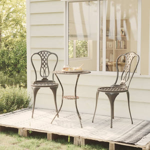 3-tlg. Bistro-Set Aluminiumguss Bronzen