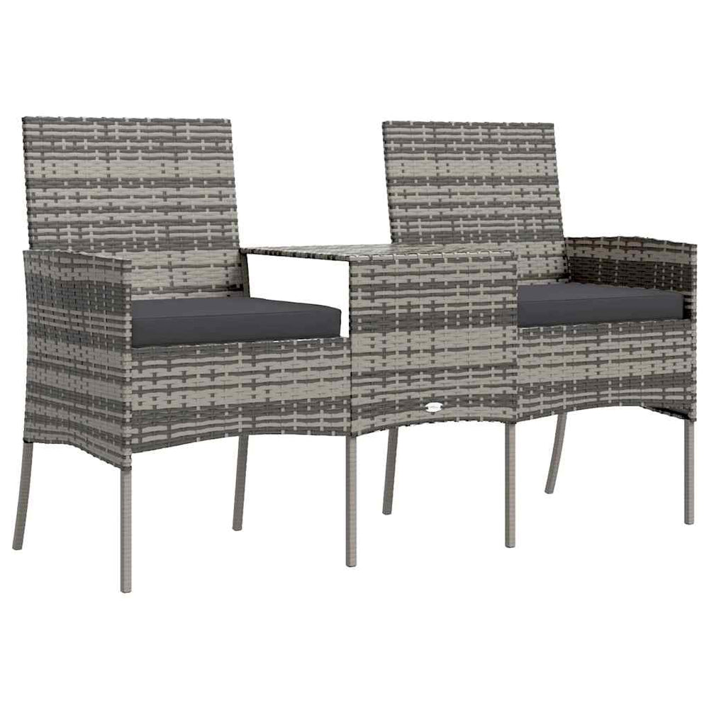 2-Sitzer-Gartensofa mit Teetisch Poly Rattan Anthrazit