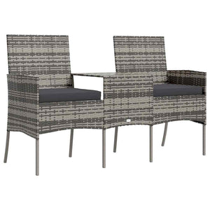 2-Sitzer-Gartensofa mit Teetisch Poly Rattan Anthrazit
