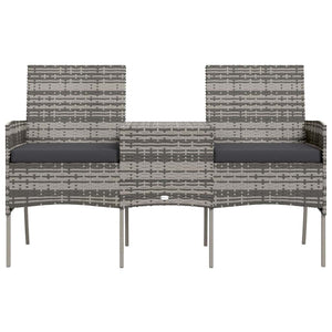 2-Sitzer-Gartensofa mit Teetisch Poly Rattan Anthrazit