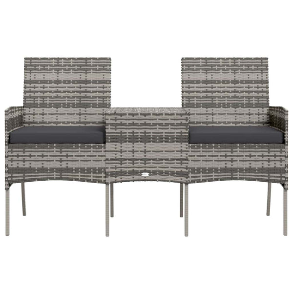 2-Sitzer-Gartensofa mit Teetisch Poly Rattan Anthrazit