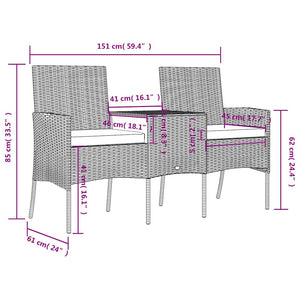 2-Sitzer-Gartensofa mit Teetisch Poly Rattan Anthrazit
