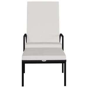 Sonnenliege mit Fußhocker PE-Rattan Schwarz